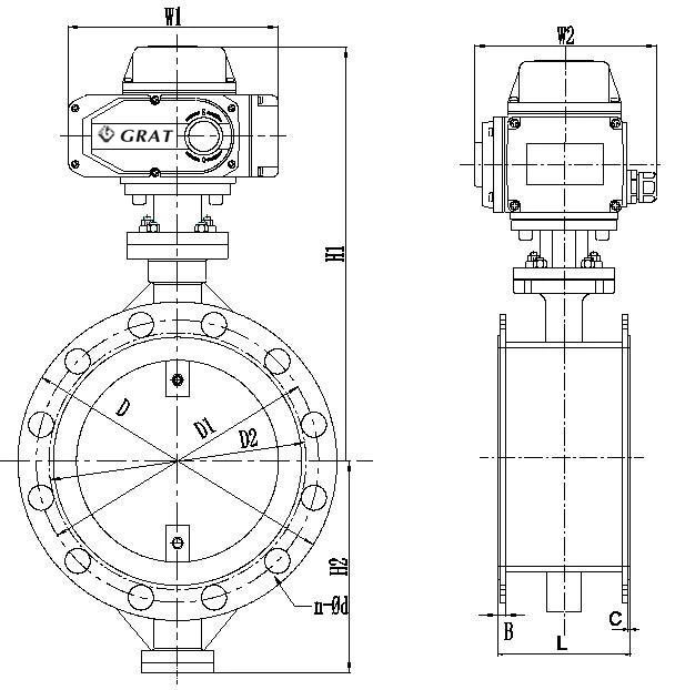 Dn700 Pn80 Wcb Metal Seat Butterfly Valve with Explosion-Proof Actuator for Gas Pipeline