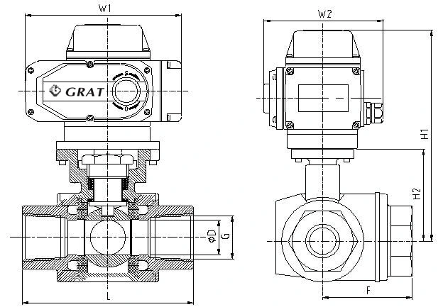 Stainless Steel Dn15 Mini Electric Actuator 3-Way Ball Valve for Water Treatment
