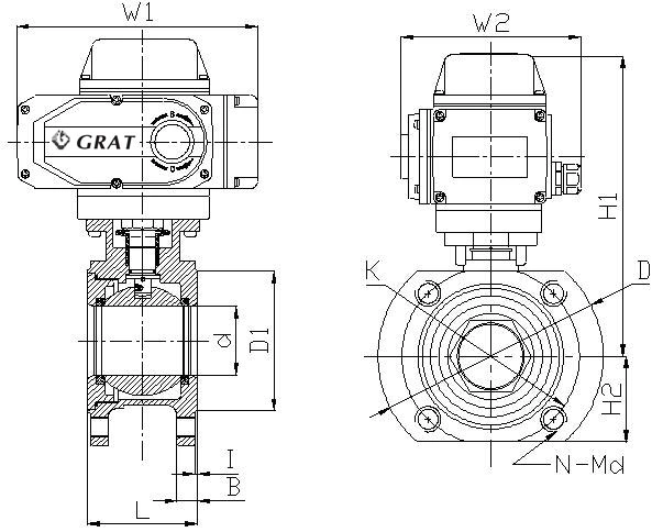 DN80 Short Body Electric Actuator Drive Regulating Ball Valve