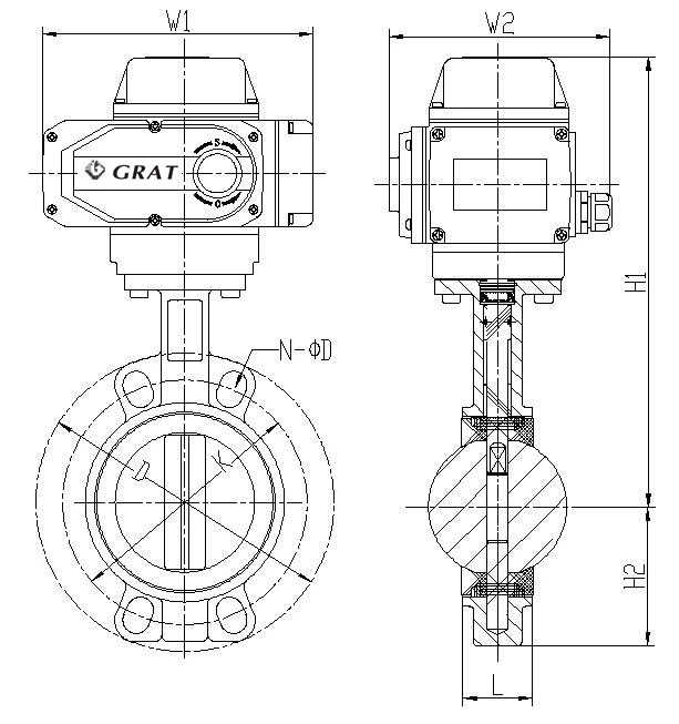 Electricity Modulated Control Plastic Wafer Type Butterfly Valve